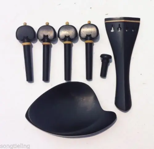 

1 Sets of Ebony Violin Fitting 4/4 with Violin chinrest, tailpieces, Pegs,end
