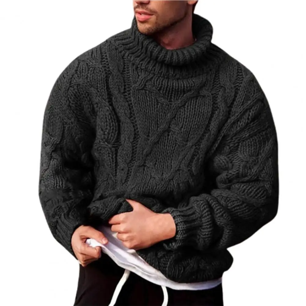

2021 Winter Warm Thick Sweaters Men Long Sleeve Sweater Coarse Woolen Yarn Turtleneck Twist Ribbed Knitted Sweater Pullover Tops