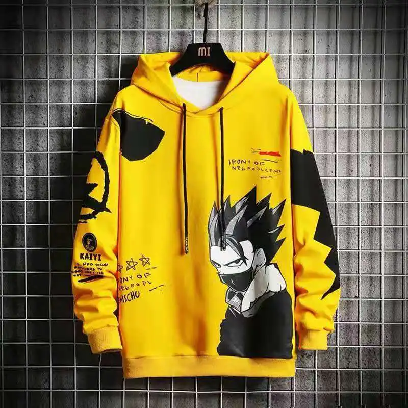 

Mens Hoodies Sweatshirts Print Hooded Sweatshirt Men Pullovers Plus Velvet Thickening Street Wear Harajuku Loose Casual