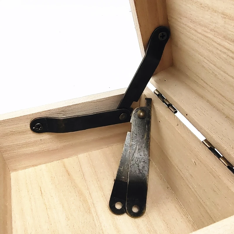 2PCS Antique Bronze Zinc Alloy Tripod Support Hinges Stay For Box Display Furniture Accessories Cabinet Cupboard Lid - купить по