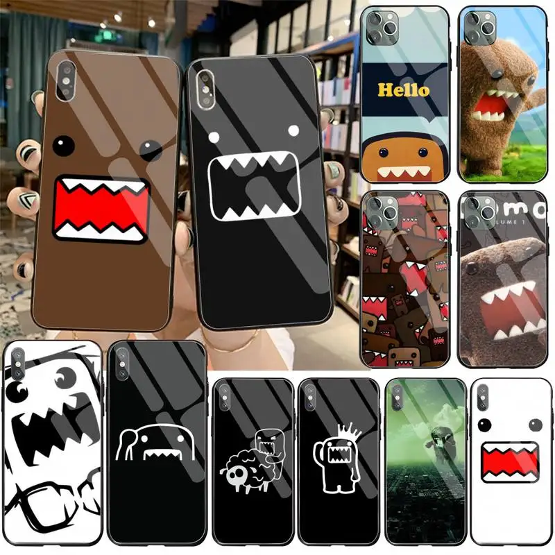 

KPUSAGRT Domo Kun black Phone Case Hull Tempered Glass For iPhone 11 Pro XR XS MAX 8 X 7 6S 6 Plus SE 2020 case