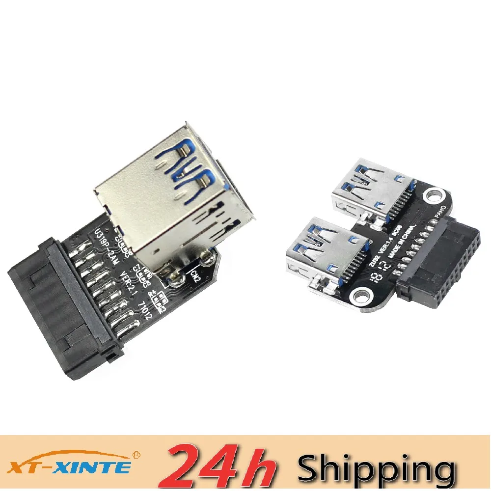 

20Pin to Dual USB3.0 Adapter Connverter Desktop Motherboard 19 Pin/20P Header to 2 Ports USB 3.0 A Female Connector Card Reader