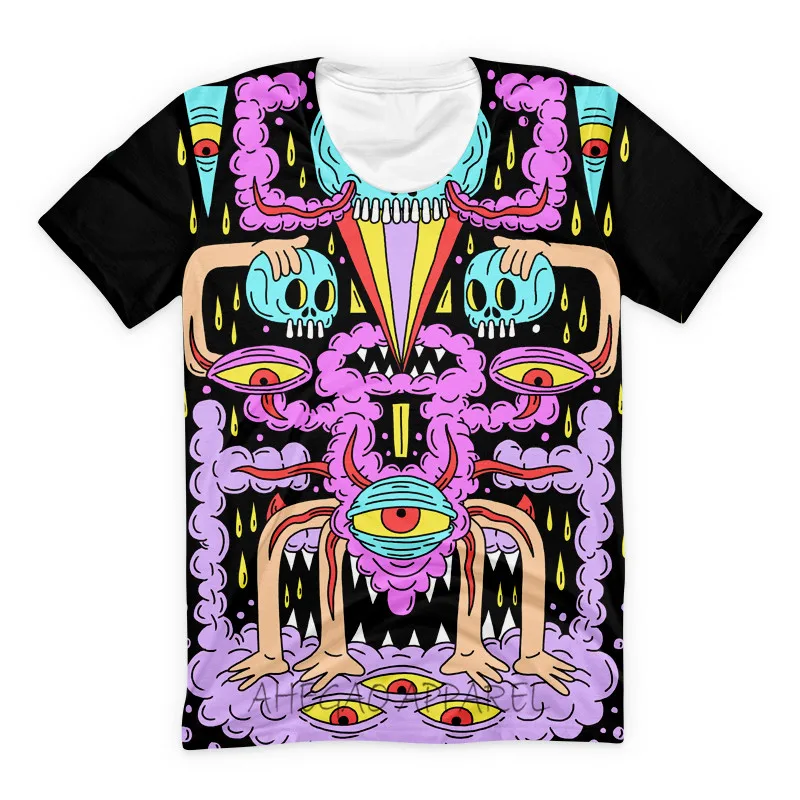 Psychedelic/футболка с рисунком цветов модная футболка Let's Go Surfing In Hawaii в стиле хип хоп
