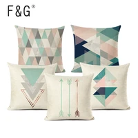 blue triangle linen cushion covers nordic small fresh geometry home decorative pillow cases sofa bed throw pillows cover
