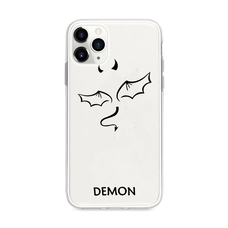 

Funny Cute Demon Angel Phone Case for iPhone 12 Mini 11 Pro X XS Max XR 8 7 6 6s Plus Soft Clear Protective Cover