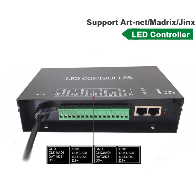 H802RA 4 порта (4096 пикселей) Artnet контроллер DMX WS2801 WS2811 Madrix Pixel для светодиодный