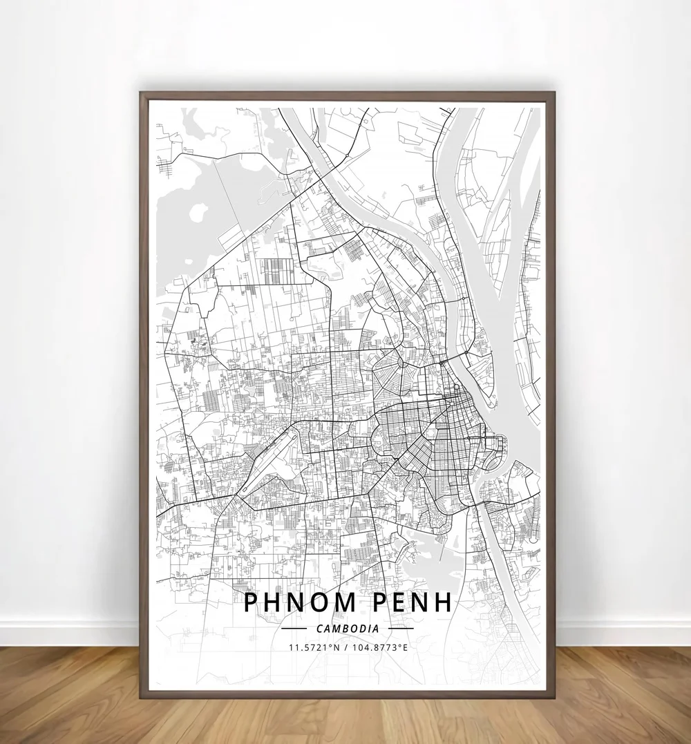 Perth Australia Peterborough Philadelphia Phnom Penh Phoenix Phuket Modern City Map Canvas Art Print Home Room Decor Poster | Дом и сад