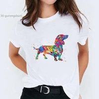 rainbow dog animals cartoon print t shirt funny summer tops t shirt harajuku female t shirts streetwear women clothes