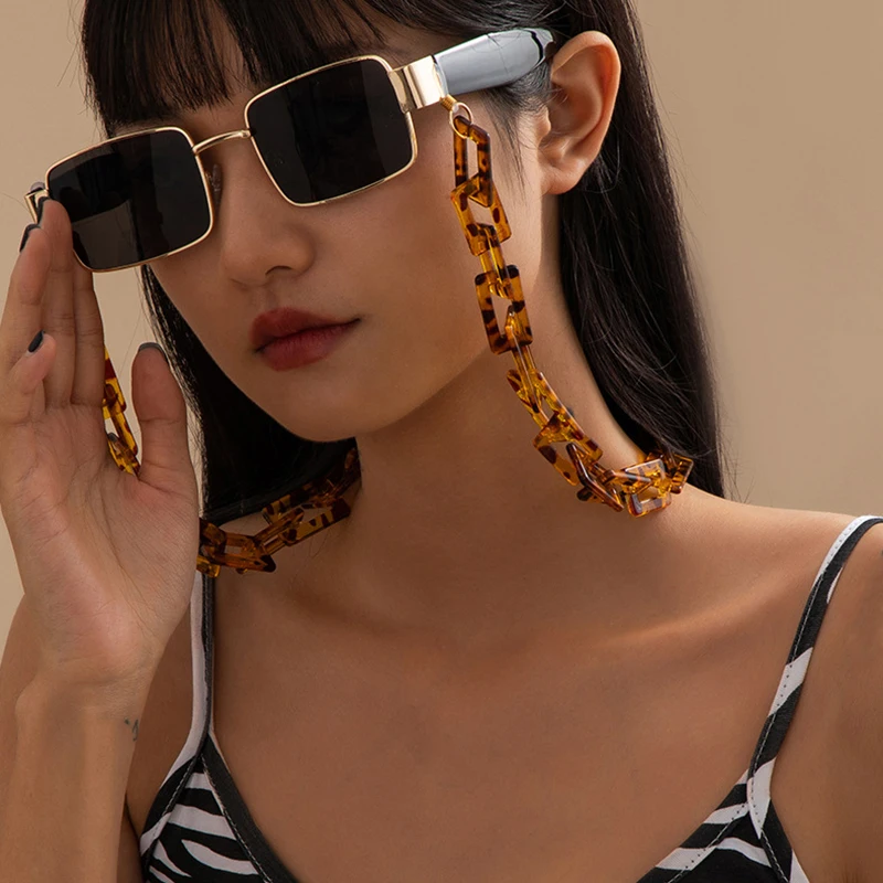 

2021 Leopard Print Acrylic Sunglasses Chain Women's Reading Glasses Hanging Neck Chain Glasses Chain Eyes with Jewelry Gifts