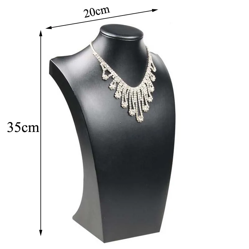 

Smooth Black PU Necklace Holder Jewelry Packing Display Mannequin Bust Rack Jewellery Stand Shop Gift for Women Dressing Table