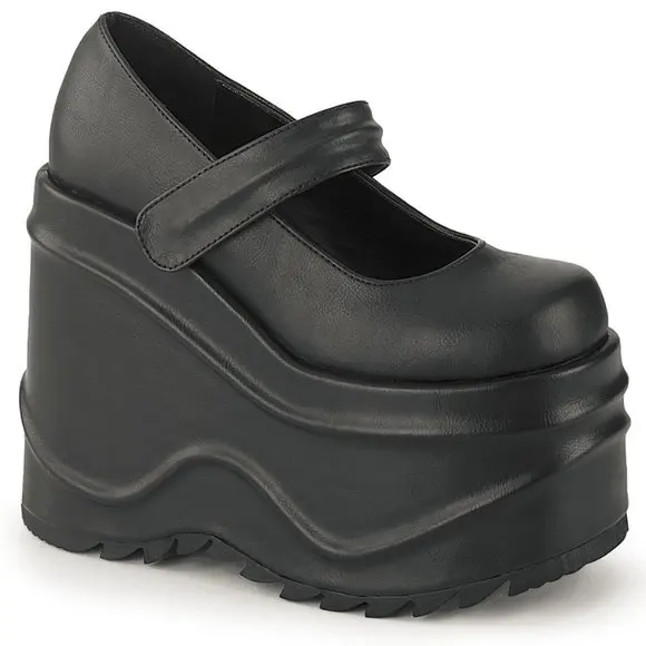 

Brand Wave Wedges Heel Pink Goth Mary Jane Pumps Platform Wedges Hook Loop Street women's Pumps 2021 Round Toe High Heeled Shoes