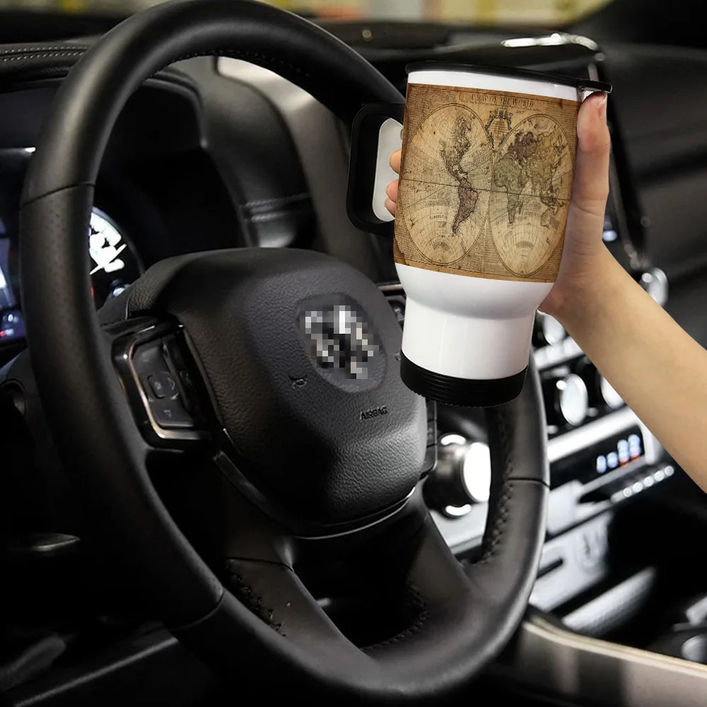 Карта мира винтажная морская старинная кофейная кружка с защитой от проливания
