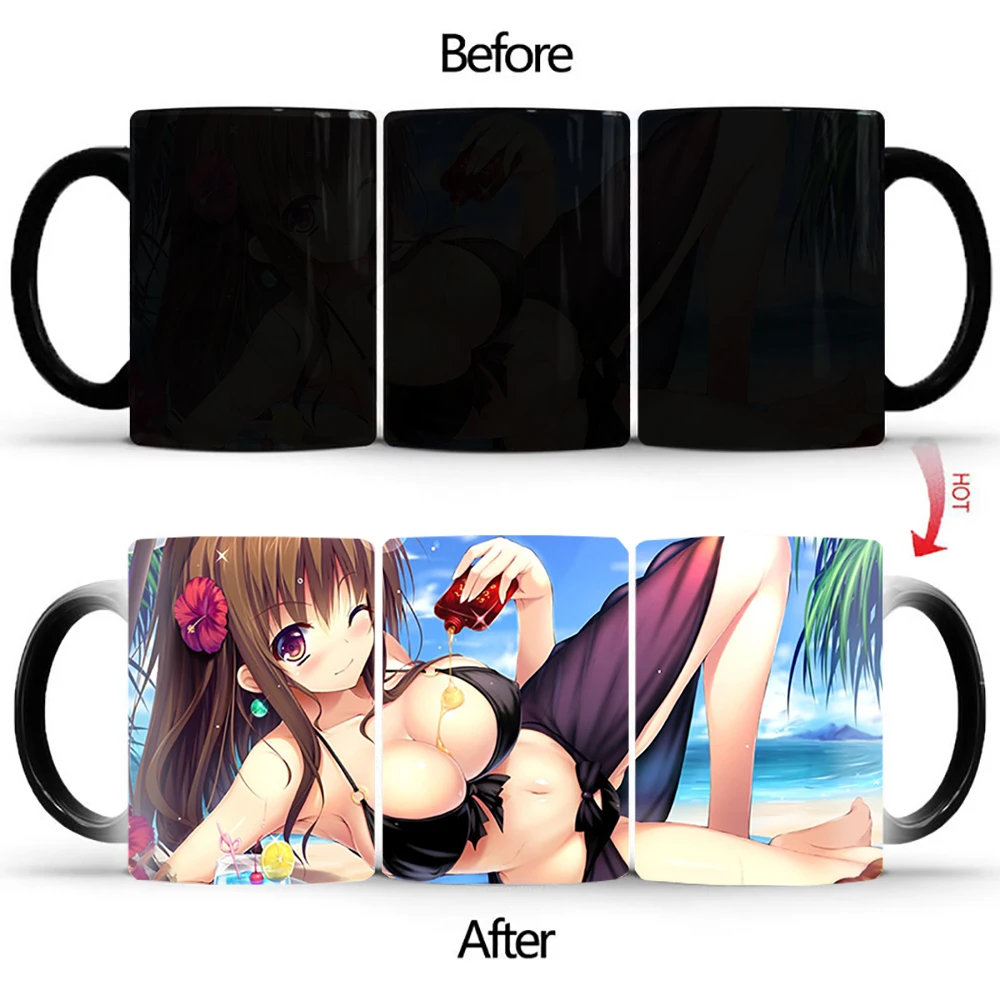 

Cartoon Beach Beauty Discoloration mugs BSKT-236,Personalized Office Coffee Milk cup Color Change Mug cups Surprised Gift