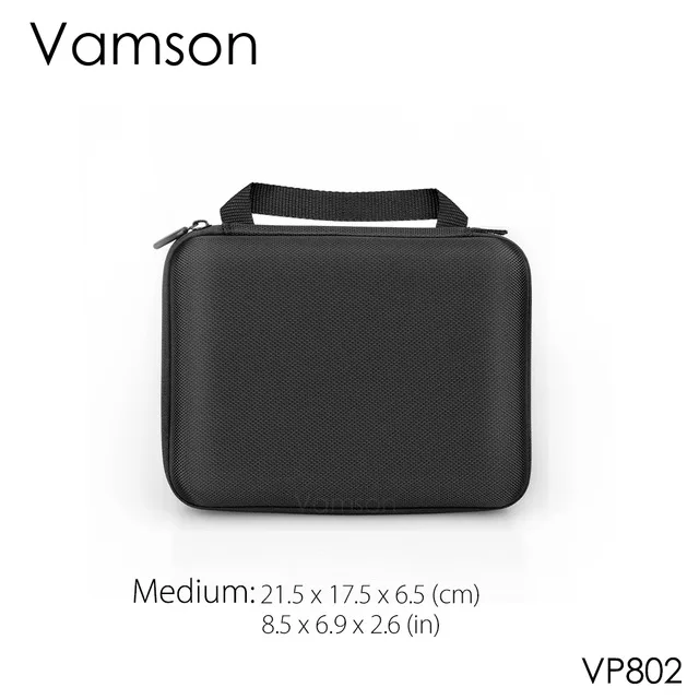 Vamson для Go pro аксессуары наборы сумка для Gopro Hero 8 черный 7 6 5 водонепроницаемый чехол PU для DJI Yi жесткий корпус коробка для хранения VP808 - Цвет: Черный цвет