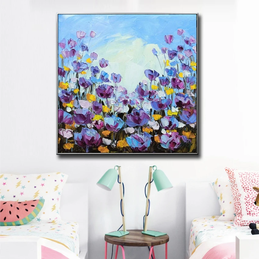 Лучшие продажи красивый красочный Цветочный фиолетовый сон холст для рукоделия