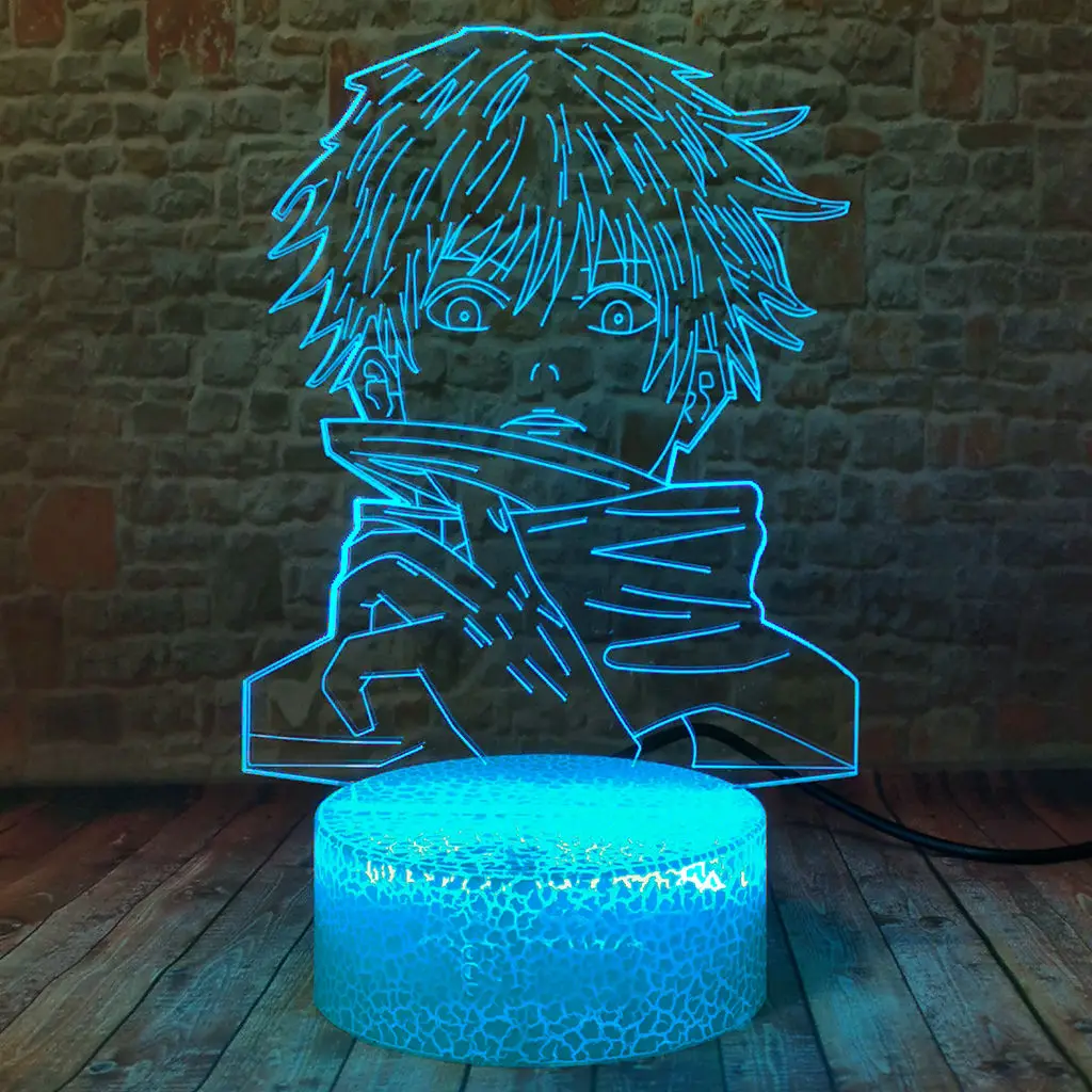 

Flash Jujutsu Kaisen Anime Figuras 3D Illusion LED Nightlight Colorful Changing Light Satoru Gojo action & toy figures