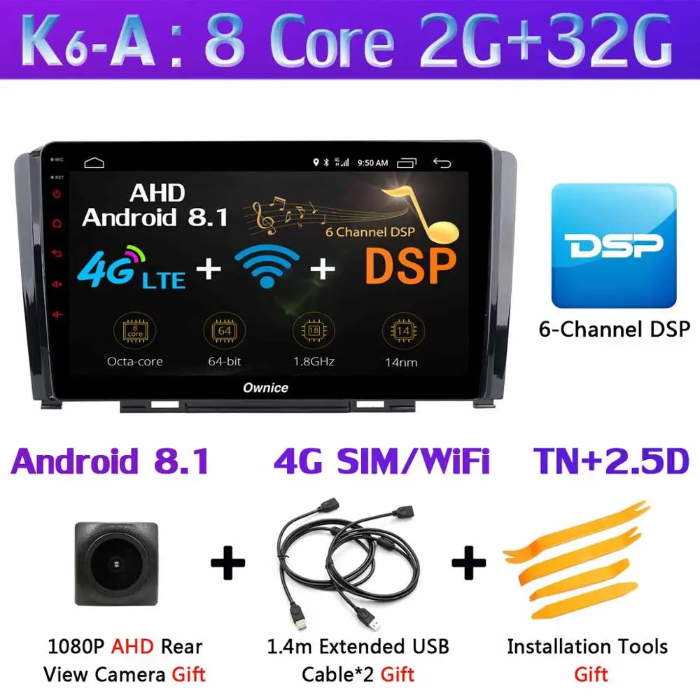 K6-A Ownice K1 K3 K5 K6 автомобильный dvd-плеер для Great Wall Hover Haval H6 2009- Автомобильный gps Радио DSP CarPlay стерео 360 ° панорамный - Цвет: K6-A