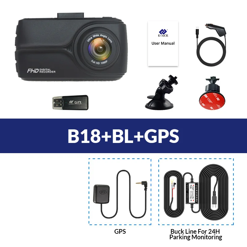 E-ACE 3,0 дюймов Мини Автомобильный видеорегистратор Камера с gps трекером тире камера 1080P ночного видения авто регистратор ADAS LDWS видеокамера рекордер