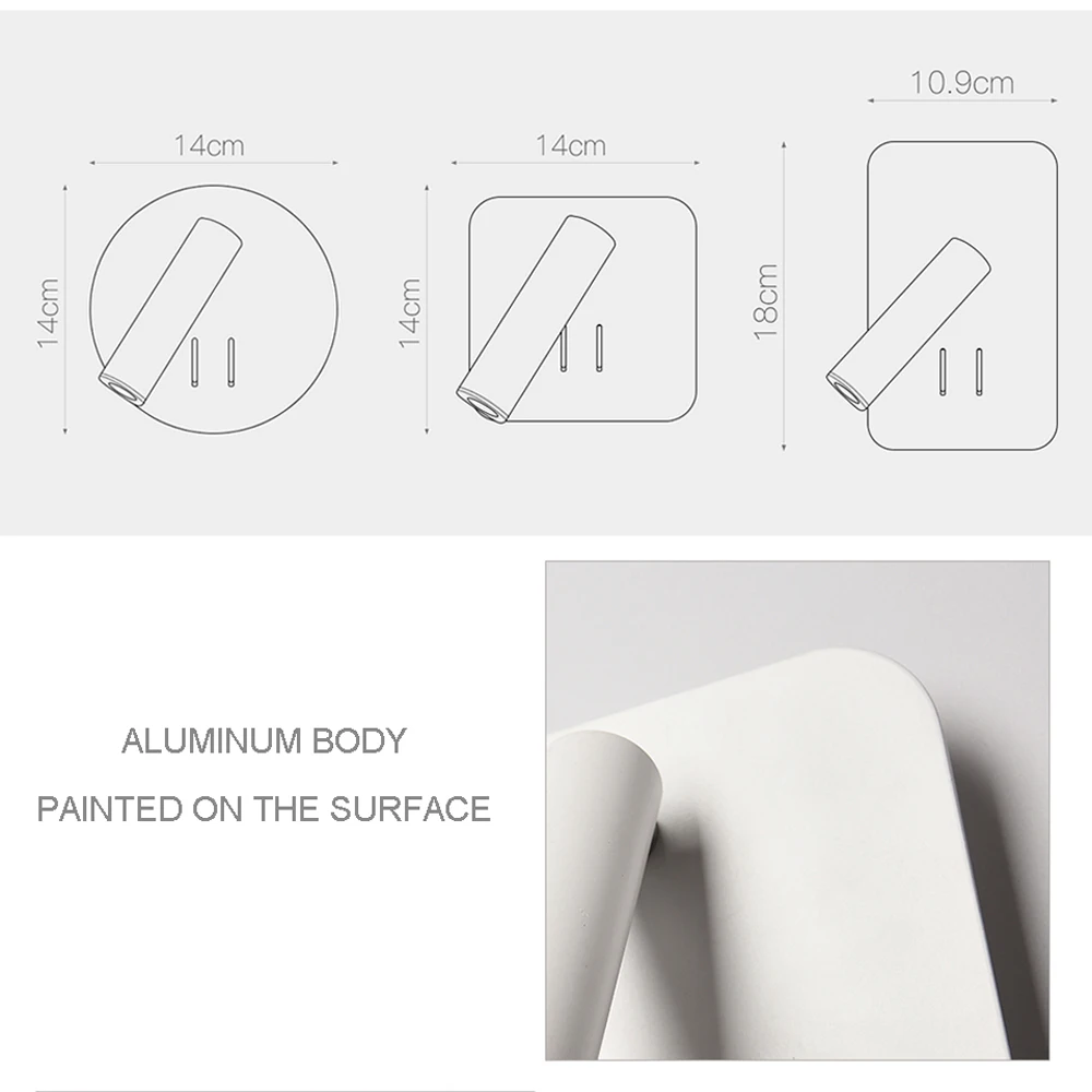 Светодиодный настенный светильник с выключателем 3 Вт точечный 9 задний 350