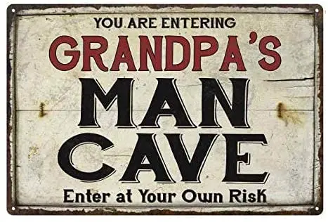 

Diuangfoong Grandpa's Man Cave Sign Rustic Garage Decor Metal Sign Metal 10812003500312"×8"