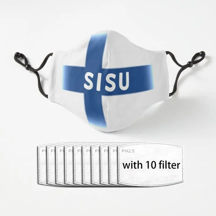 

Маска для взрослых Sisu, французская маска с мультяшным принтом, многоразовая маска для детей, тканевая Пылезащитная маска, маска