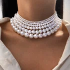 Женское винтажное ожерелье-чокер с искусственным жемчугом