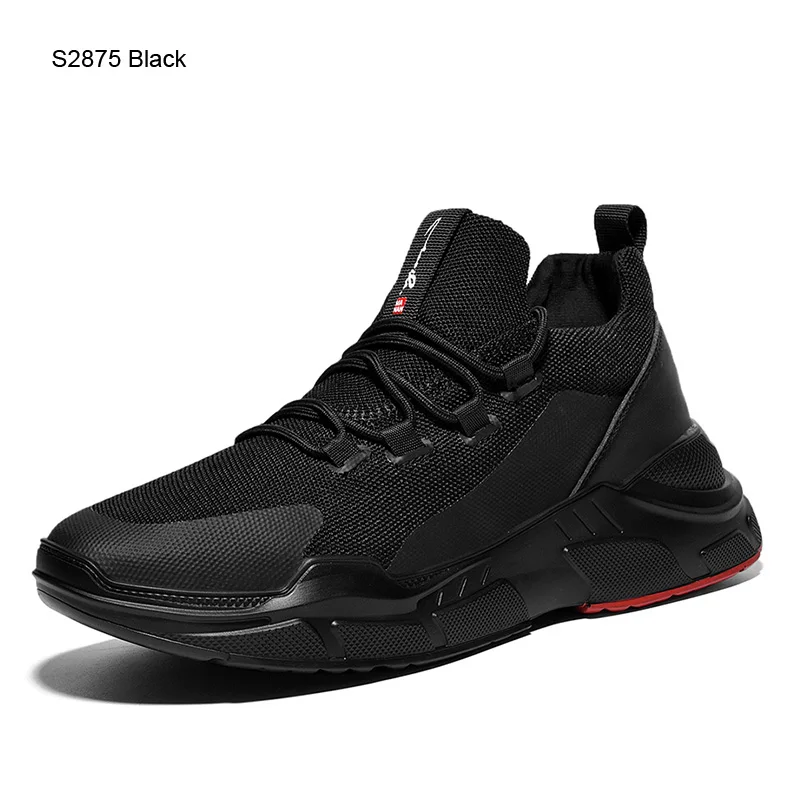 S2875-Black SUROM/Брендовые мужские кроссовки черного цвета на шнуровке; Мужская обувь; Повседневная дышащая Легкая сетчатая модная обувь на плоской подошве; уличные Нескользящие кроссовки - Цвет: S2875-Black