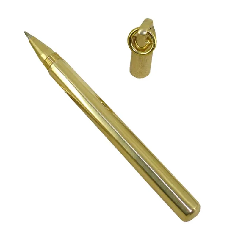 

gACMECN Simple Classic Military Grade Solid Brass Pen Handmade Copper Pocket Pen without Clip Unique Polished Gel Ink Pen Gifts