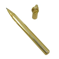 gacmecn simple classic military grade solid brass pen handmade copper pocket pen without clip unique polished gel ink pen gifts