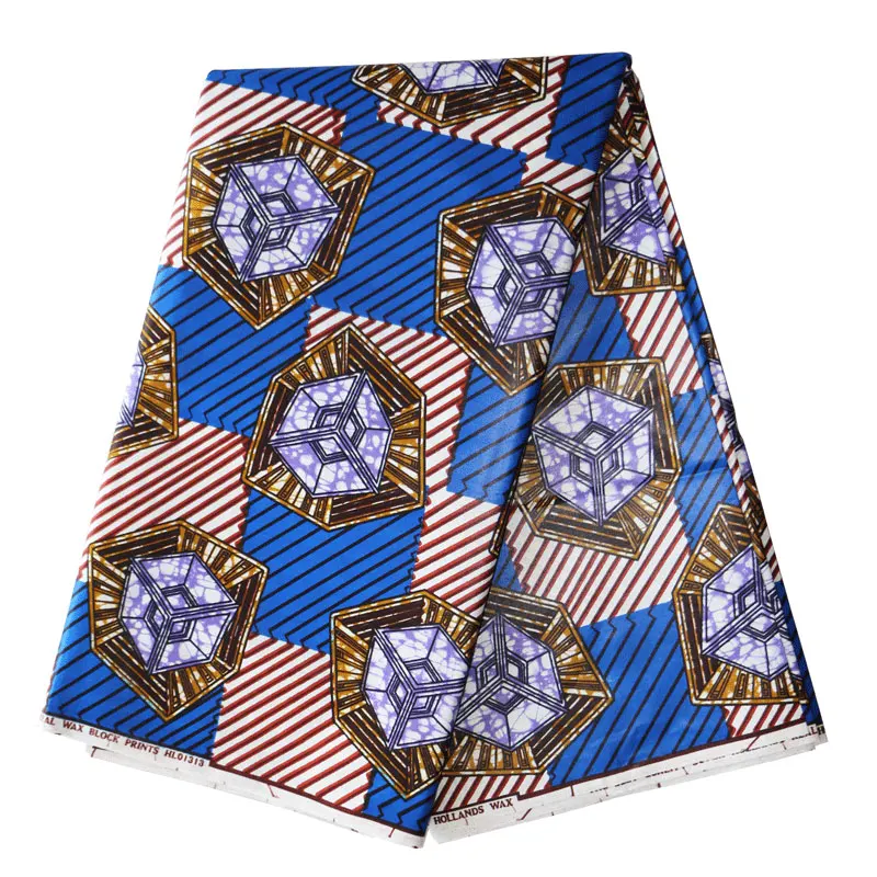 Высококачественная ткань из чистого хлопка с синим принтом для женского платья