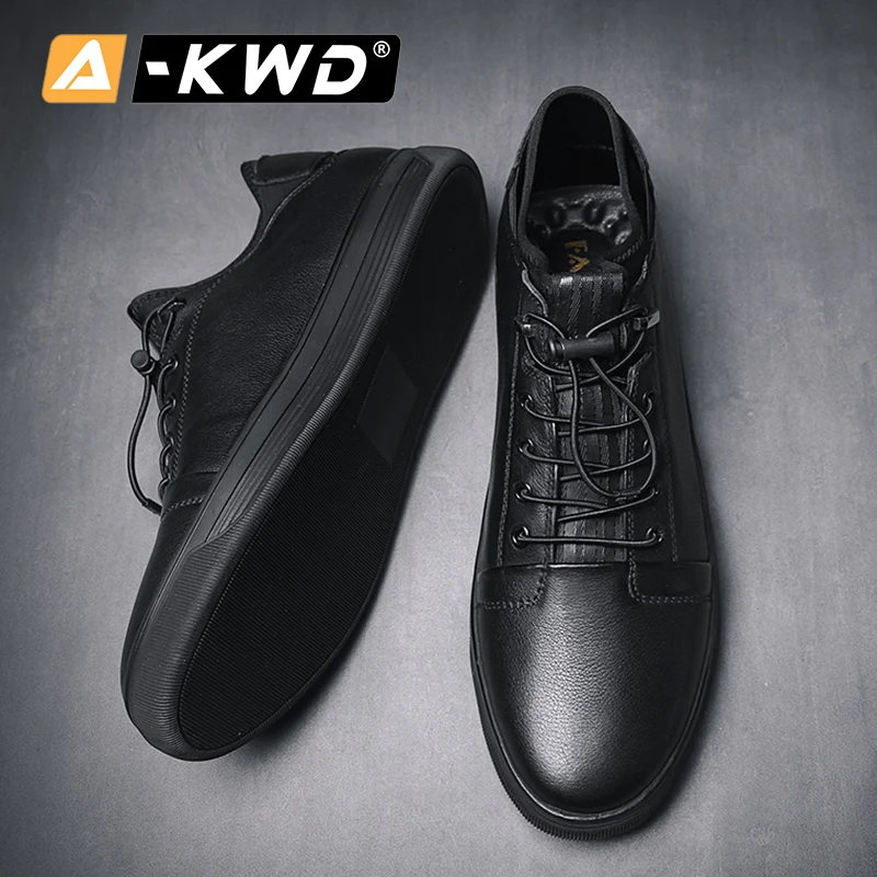 Высокие мужские кожаные кроссовки с мехом повседневная спортивная обувь для