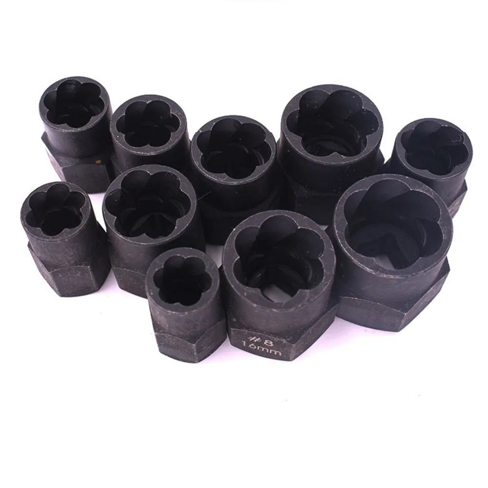 

High/Low Locking Wheel Nut Removers 10pcs Nut Bolt Stud Extractor Sockets Set 9mm, 10mm, 11mm, 12mm, 13mm, 14mm, 15mm, 16mm, 17m
