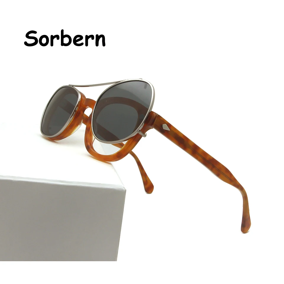 Очки солнцезащитные с Ацетатной круглой оправой поляризационные антибликовые