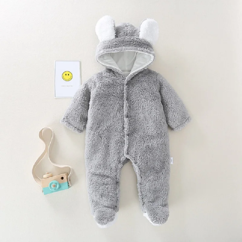Зимняя детская одежда утепленные комбинезоны с капюшоном для новорожденных