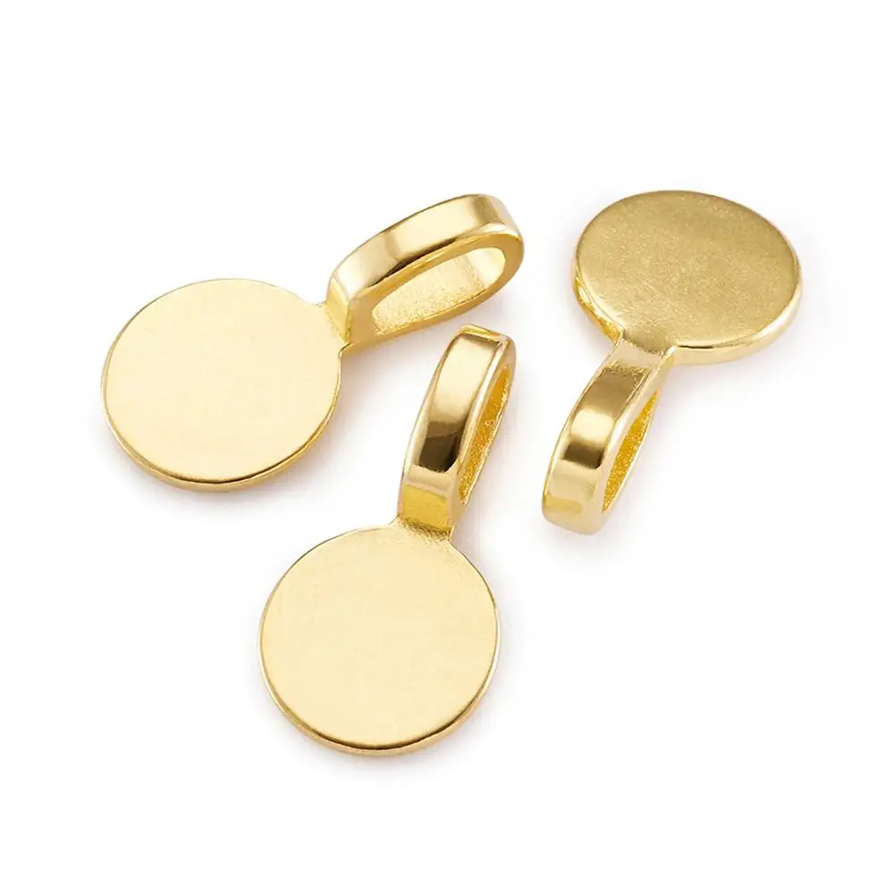 20pcs Tibetan Style Alloy Flat Round Glue On Bails Pad Tiles Cabochon Setting Pendants Jewelry Findings DIY 18x10x5.5mm | Украшения и