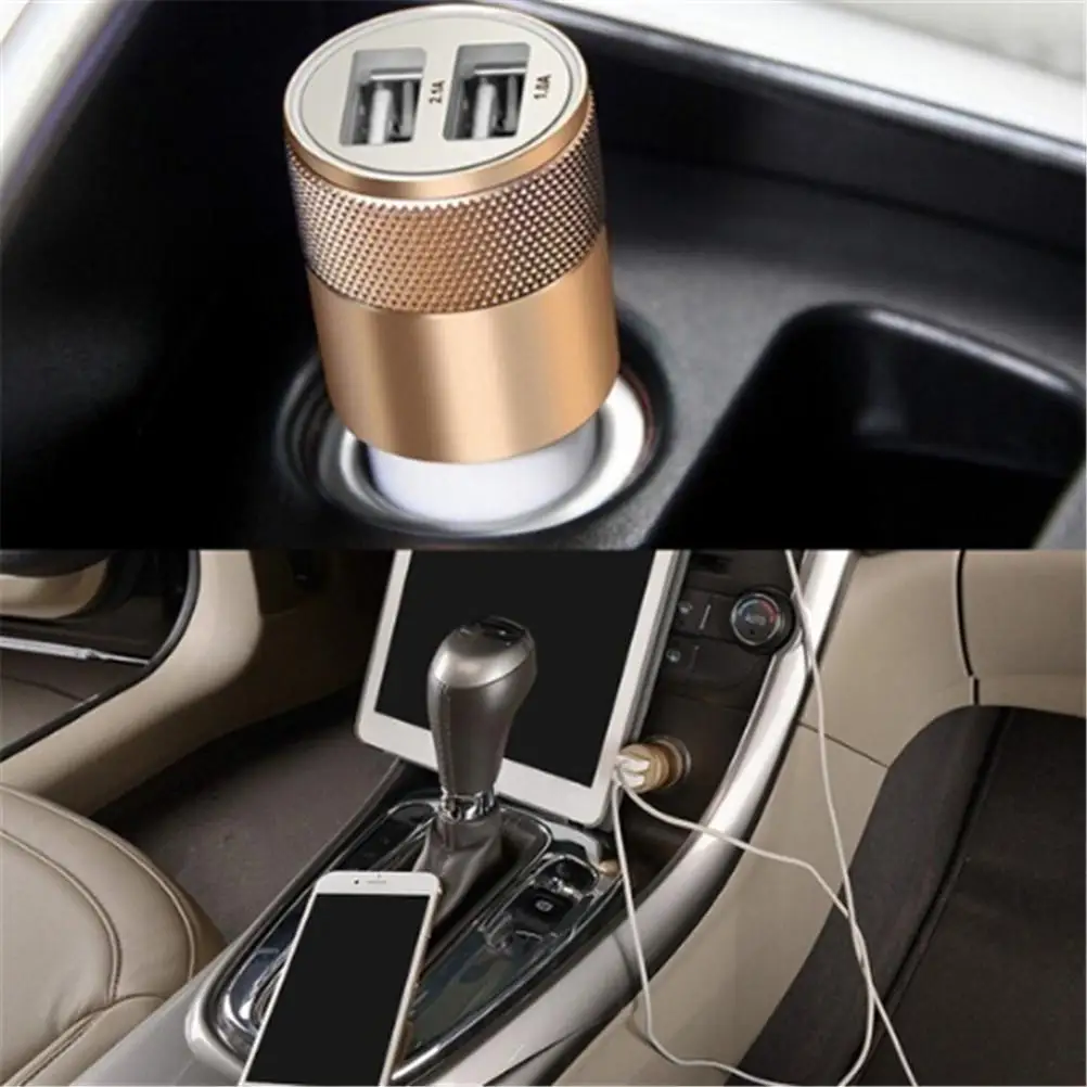 Автомобильное зарядное устройство 2.1A Двойные usb порты сплав универсальная