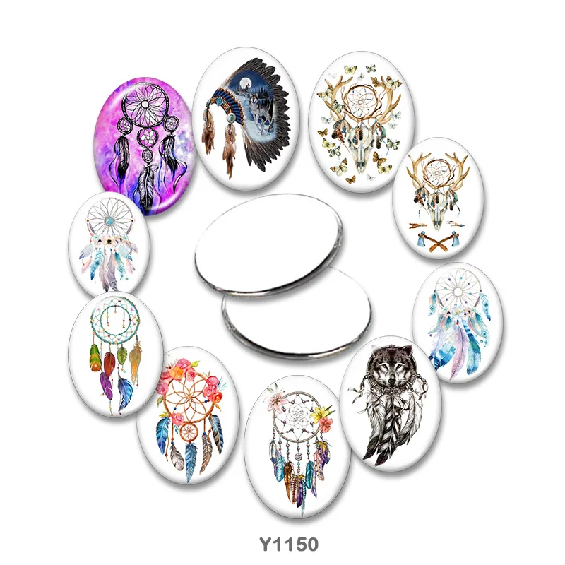 

Dreamcatcher Oval glass cabochon 13x18mm/18x25mm/30x40mm flat back Making findings TRY1150