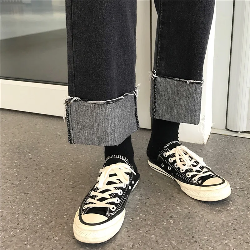 

Jeans Women Black Solid All Match Full Length Womens Korean Style Daily High Quality Straight Casual Hot Sale Famales Trousers