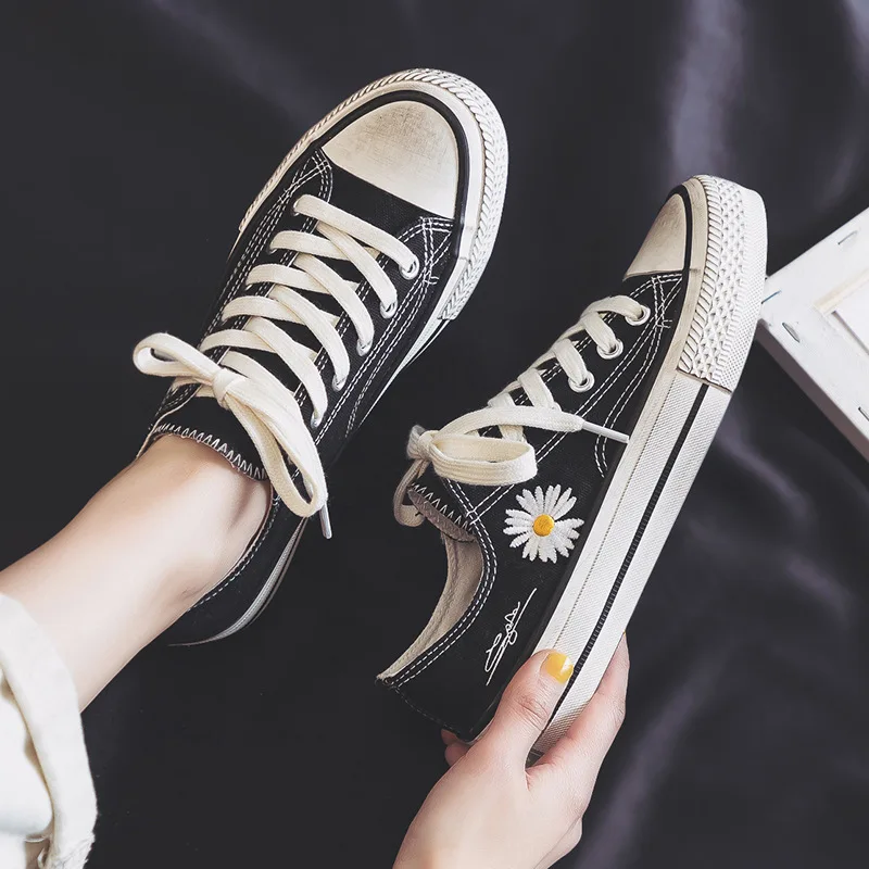 

2021 модная Вулканизированная обувь, повседневная спортивная обувь, парусиновая обувь с маргаритками, удобная обувь на плоской подошве, женс...