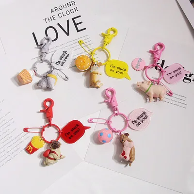 Милый брелок мультяшный из смолы для собак чихуахуа корги Лабрадора брелки с