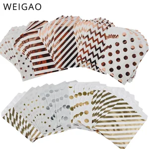 Пакеты для еды розового, золотого, серебряного цвета в горошек со звездами и шевронами, 20 шт.