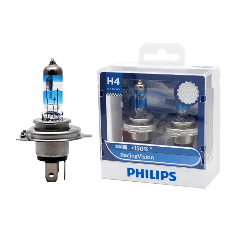 Автомобильная фара Philips H4 H7 9003 Racing Vision + на 150% больше яркости дальний/ближний свет