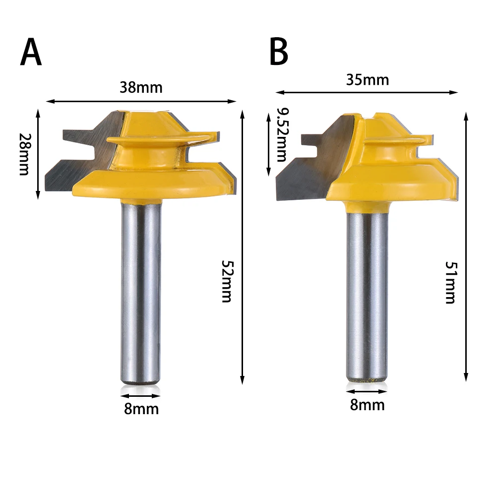 Для древесины Карбид 45 градусов замок торцовочный фреза 8*1 1/3 дюйма хвостовик по