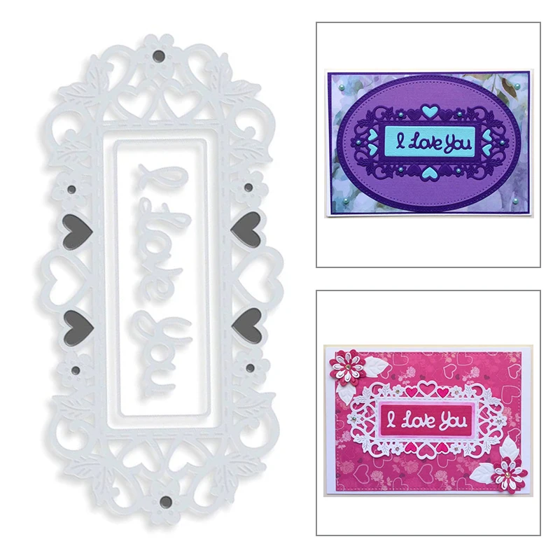 

Новинка 2020, прямоугольная рамка, кружевные металлические Вырубные штампы для вырезания бумаги, слова декоративная поздравительная открытк...