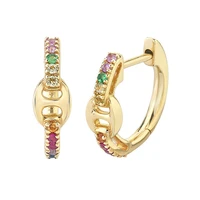 925 silver ear buckle light luxury rainbow crystal round hoop earrings for women banquet party womens jewelry cz earrings