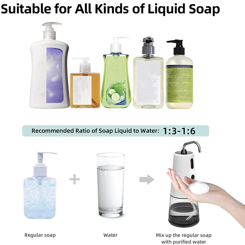 

2PCS Automatic Foaming Soap Dispenser, Touchless Infrared Motion Sensor Hand for Bathroom Kitchen School Office