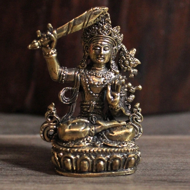 

Тибетский буддизм ручной работы старая статуя Будды бронзовая Бодхисаттва манджури 1,7