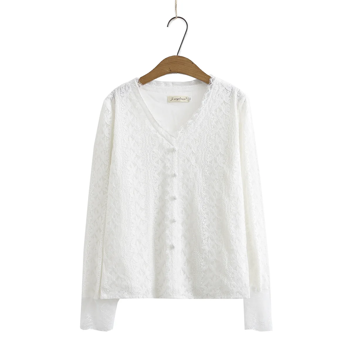 

Plus Size XL-4XL White Black Tops Women's False Buttons Pullover Blouse Lace Floral Embroidery Blusas