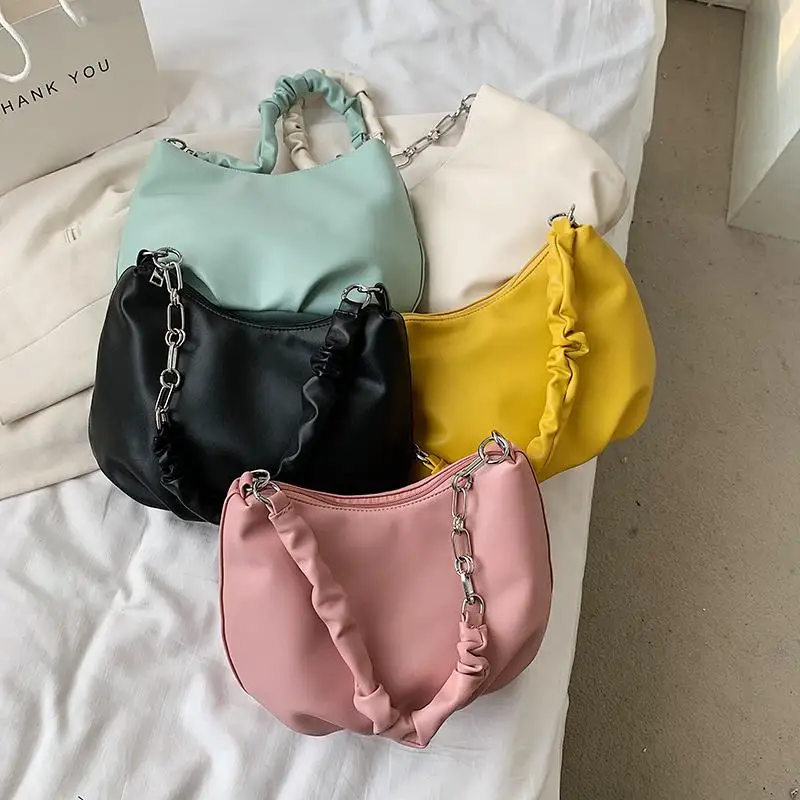 

Fashion Hobo Shoulder Bags For Women 2021 Female Soft Crossbody Bag Branded Designer Purses And Handbags Ladies Office Chain