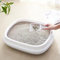 pet portable cat litter bowl toilet bedpan large middle size cat excrement training sand litter box with scoop for pets kitty